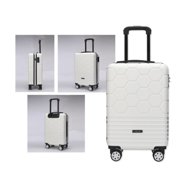 Lagart Maleta Trolley de Cabina Rigida 20” 55x34x23.5cm - Cierre TSA - Ruedas Dobles 360º - Color Blanco Roto