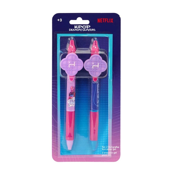 Safta K-Pop Demon Hunters Pack de 2 Boligrafos Borrables - Presentado en Blister - Tinta de Calidad - Ergonomicos - Multicolor Safta K-Pop Demon Hunters Pack de 2 Boligrafos Borrables - Presentado en Blister - Tinta de Calidad - Ergonomicos - Multicolor