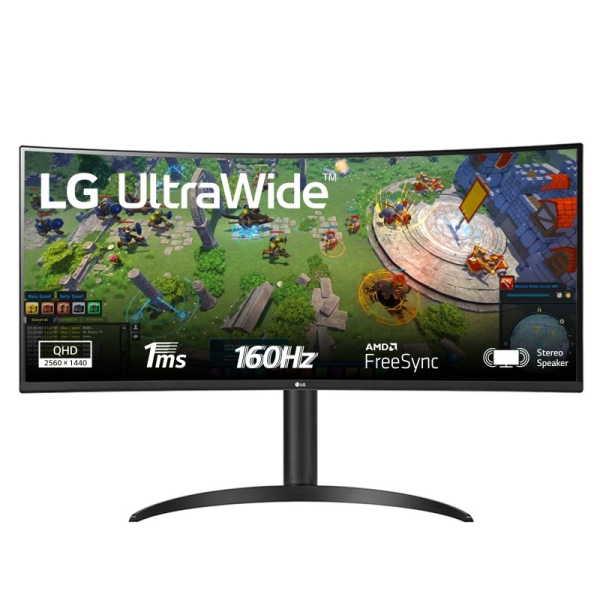 LG Ultrawide Monitor 34\" Curvo LED UWQHD 160Hz HDR FreeSync Premium - Ajutable en Altura e Inclinable - Respuesta 1ms - Angulo de Vision 178º - 21:9 - HDMI, DisplayPort - Montaje VESA