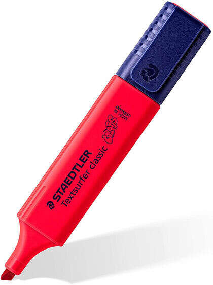 Staedtler Textsurfer Classic 364 Marcador Fluorescente - Punta Biselada - Trazo entre 1 - 5mm - Tinta con Base de Agua - Color Rojo