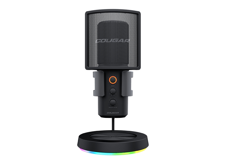 Cougar Screamer-X Microfono Omnidireccional USB-C - Base con Iluminacion RGB - Gomas Antivibracion - Amortiguadores para Absorcion de Vibraciones - Cable de 3m