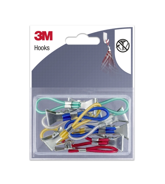 3M Pack de 10 Lazos con Pinza para Colgar - Clip Multiusos - Colores Surtidos