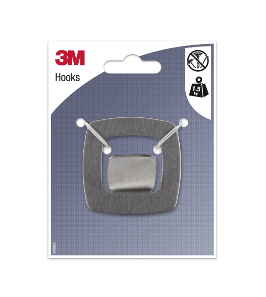 3M Gancho Adhesivo Metalico - Cuadrado - Soporta hasta 1.5kg - Color Gris/Titanio