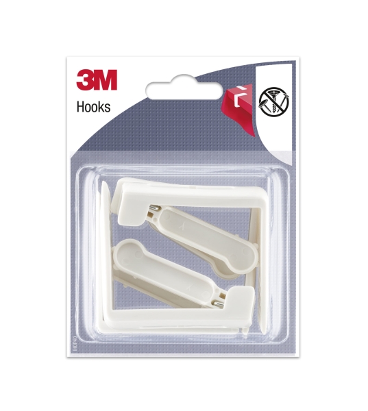 3M Pack de 4 Ganchos para Mantel - Cierre Tipo Pinza - Color Blanco