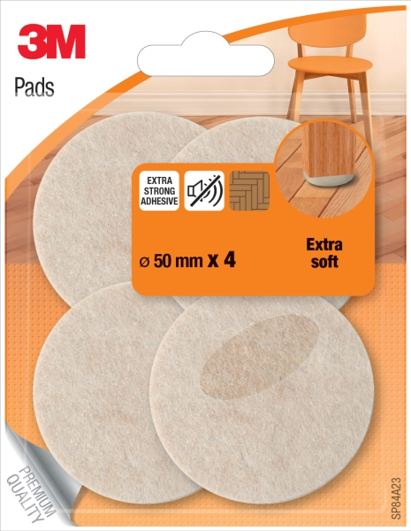 3M Pack de 4 Almohadillas de Fieltro - 50mm de Diametro - Extra Suaves - Color Beige 3M Pack de 4 Almohadillas de Fieltro - 50mm de Diametro - Extra Suaves - Color Beige