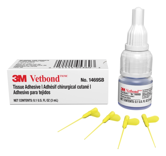 3M Vetbond Adhesivo para Tejidos - 3ml - Cierra Heridas Rapidamente - Incluye 4 Aplicadores - Color Transparente