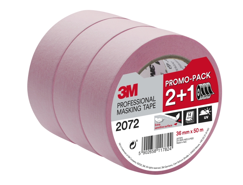 3M Pack de 3 Cintas de Enmascarar para Superficies Delicadas - 36mm x 50m - Promocion 2 + 1 Gratis - Color Rosa 3M Pack de 3 Cintas de Enmascarar para Superficies Delicadas - 36mm x 50m - Promocion 2 + 1 Gratis - Color Rosa