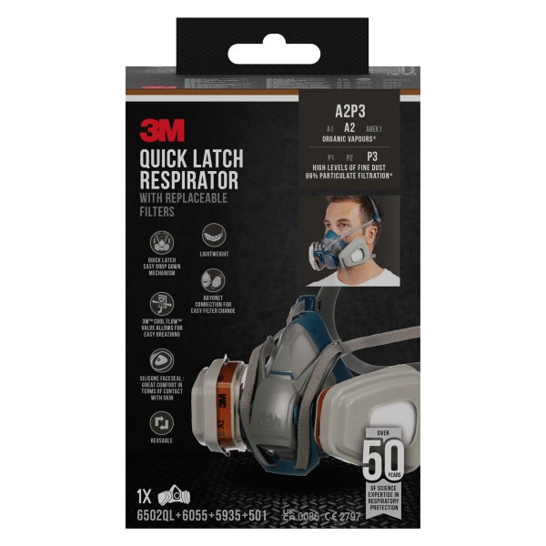 3M Mascarilla de Media Cara - Cierre Rapido - Filtros Reemplazables - Color Gris 3M Mascarilla de Media Cara - Cierre Rapido - Filtros Reemplazables - Color Gris