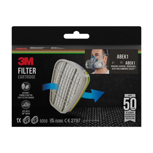 3M Filtros de Repuesto para Mascara de Media Cara - Filtros Combinados ABEK1 - 1 Par - Color Gris 3M Filtros de Repuesto para Mascara de Media Cara - Filtros Combinados ABEK1 - 1 Par - Color Gris