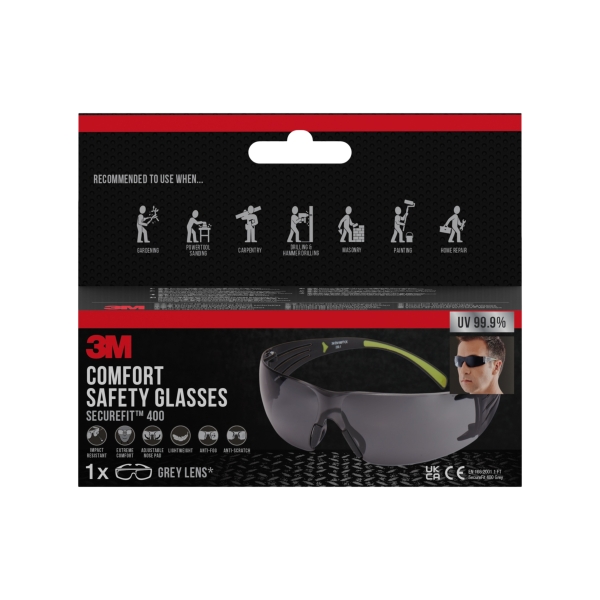 3M Securefit Gafas de Seguridad - Lentes Oscurecidas - Antivaho - Antirrayaduras - Proteccion UV - Color Negro/Verde 3M Securefit Gafas de Seguridad - Lentes Oscurecidas - Antivaho - Antirrayaduras - Proteccion UV - Color Negro/Verde