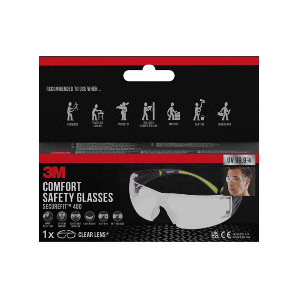 3M Securefit Gafas de Seguridad - Lentes Incoloras - Antivaho - Antirrayaduras - Proteccion UV - Color Transparente 3M Securefit Gafas de Seguridad - Lentes Incoloras - Antivaho - Antirrayaduras - Proteccion UV - Color Transparente