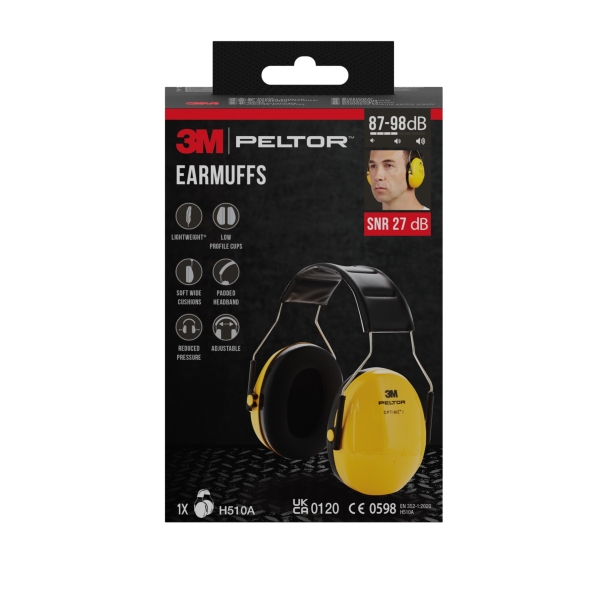 3M Peltor Optime Orejeras Auditivas - SNR 27dB - Comoda Diadema - Ajustable - Peso Ligero - Color Negro/Amarillo 3M Peltor Optime Orejeras Auditivas - SNR 27dB - Comoda Diadema - Ajustable - Peso Ligero - Color Negro/Amarillo