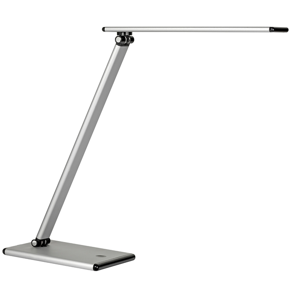 Unilux Lampara de Escritorio LED Terra - Iluminacion LED de Bajo Consumo - Diseño Moderno y Elegante - Brazo Flexible para Ajustar la Luz - Color Gris Metalizado