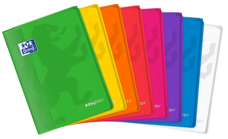 Oxford Easybook A4 Libreta Grapada - Tapa de Plastico Resistente - 1 Linea con 2 Margenes - 48 Hojas de Papel de Alta Calidad