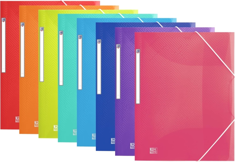 Oxford Urban A4+ Carpeta de Gomas con 3 Solapas A4+ - Plastico Translucido - Lomo15mm Ampliable hasta 25mm - Colores Surtidos