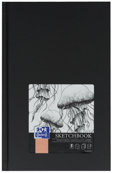 Oxford Artbooks A5 Tapa Extradura Cuaderno Cosido Esbozo - Tamaño A5 - Tapa Dura - Cuaderno Cosido - 96 Hojas de 100gr - Color Negro