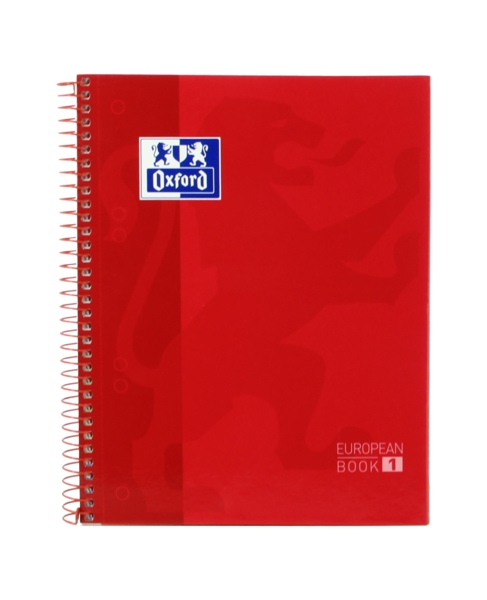 Oxford School Classic A5+ Europeanbook - Tapa Extradura - Cuadricula 5x5 - 80 Hojas - Color Rojo