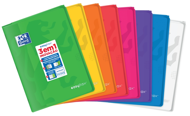 Oxford Easybook A4 Libreta Grapada - Tapa de Plastico Resistente - Cuadricula 5x5 con 2 Margenes - 48 Hojas de Papel de Alta Calidad - Colores Surtidos