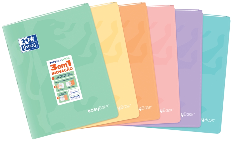 Oxford Easybook A5 Libreta Grapada - Tapa de Plastico Resistente - 1 Linea con 2 Margenes - 48 Hojas de Papel Pastel - Ideal para Tomar Notas y Apuntes