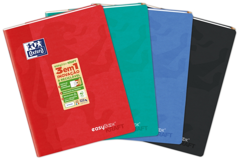 Oxford Easybook Kraft A4 - Tapa Blanda - Libreta Grapada - 1 Linea con 2 Margenes - 48 Hojas - Colores Surtidos