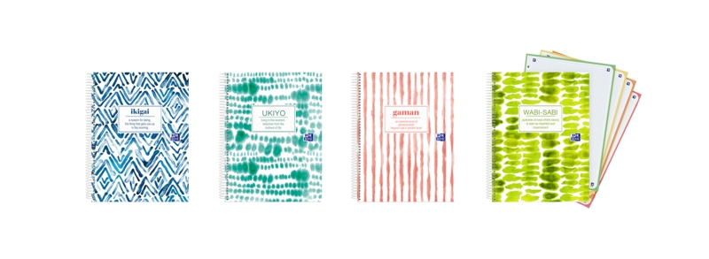 Oxford Japandi A5+ Europeanbook 4 Tapa Extradura - Cuaderno con 120 Hojas - Tamaño A5+ - 4 Modelos Diferentes