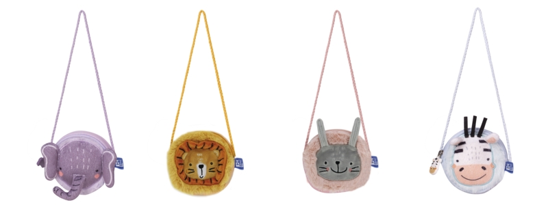 Oxford Kids Bolsito Infantil de Tacto Suave Peluche - Ideal para Niños Pequeños - Diseño de 4 Animalitos - Textura Suave y Agradable - Colores Surtidos