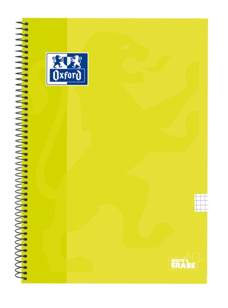 Oxford School Classic Cuaderno Espiral Tapa Extradura Write&Erase - Folio 4x4 con Margen - 80 Hojas - Color Lima