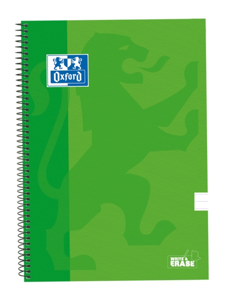 Oxford School Classic Cuaderno Espiral Tapa Extradura Write&Erase - Folio 1 Linea con Margen - 80 Hojas - Color Verde
