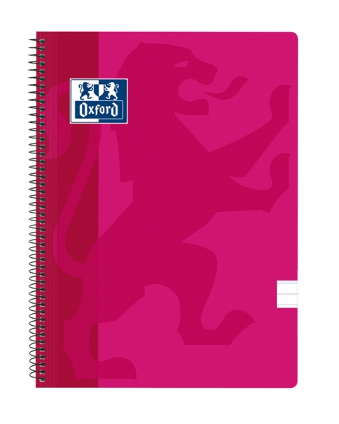 Oxford School Classic Cuaderno Espiral Tapa de Plastico Folio - 1 Linea con Margen - 80 Hojas - Color Fucsia