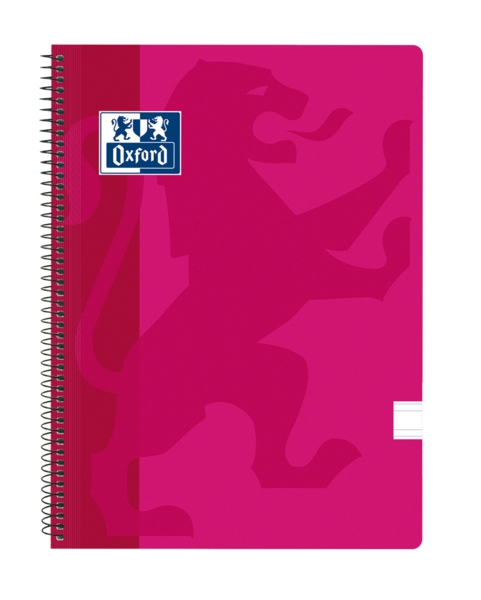 Oxford School Classic Cuaderno Espiral Tapa de Plastico Folio - Pauta 3.5 con Margen - 80 Hojas - Color Fucsia
