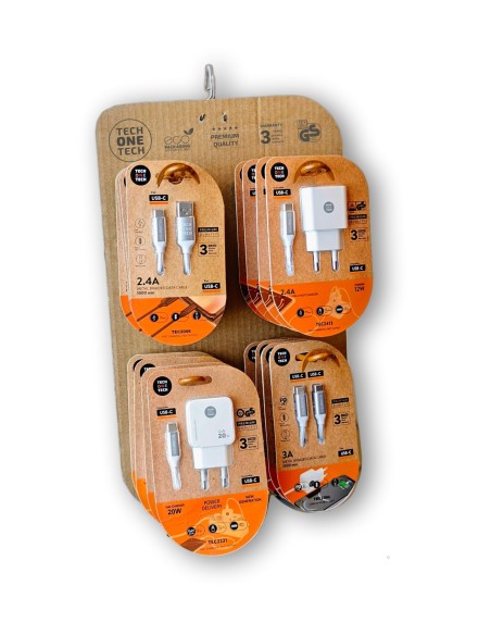 TechOneTech Expositor de 16 Cables y Cargadores para Smartphone - Unidades Surtidas TechOneTech Expositor de 16 Cables y Cargadores para Smartphone - Unidades Surtidas