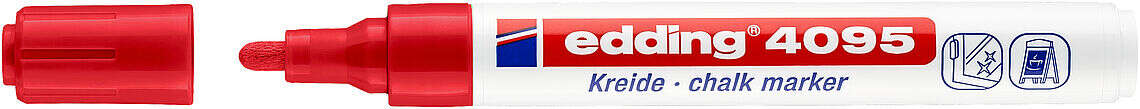 Edding 4095 Rotulador de Tiza Liquida - Punta Redonda - Trazo entre 2 y 3mm - Olor Neutro - Color Rojo