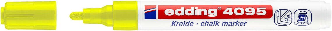 Edding 4095 Rotulador de Tiza Liquida - Punta Redonda - Trazo entre 2 y 3mm - Olor Neutro - Color Amarillo Neon