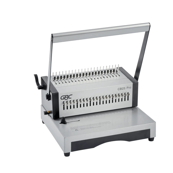 GBC CombBind CB25 Pro Encuadernadora Manual de Canutillo - Encuaderna hasta 500 Hojas A4 - Puede Perforar hasta 25 Hojas - Rapida y Sencilla de Usar - Color Plata