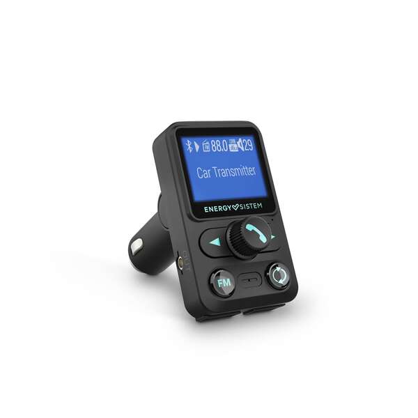 Energy Sistem Transmisor de Coche FM XTRA - LCD 1 -4\" - Bluetooth - MicroSD - USB MP3 - Asistente de Voz - Color Negro