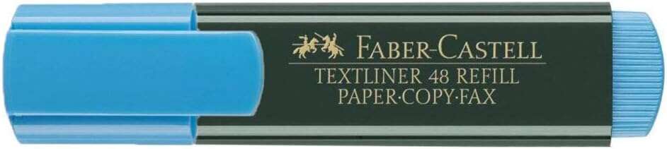 Faber-Castell Rotulador Marcador Fluorescente Textliner 48 - Punta Biselada - Trazo entre 1.2mm y 5mm - Tinta con Base de Agua - Color Azul Faber-Castell Rotulador Marcador Fluorescente Textliner 48 - Punta Biselada - Trazo entre 1.2mm y 5mm - Tinta con Base de Agua - Color Azul