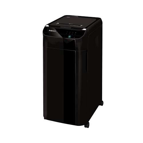 Fellowes AutoMax 350C Destructora de Papel Automatica Corte en Particulas P-4 - Alimentacion Automatica 350 Hojas, Manual 12 Hojas - Capacidad de la Papelera 68L - Color Negro