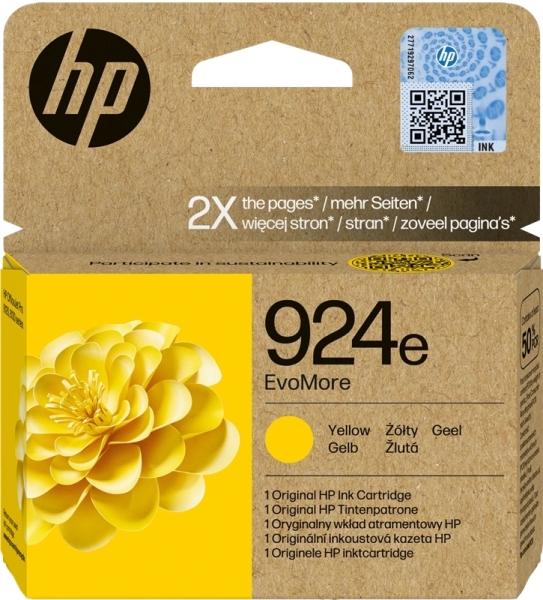 HP 924e XL Amarillo Cartucho de Tinta Original - 4K0U9NE