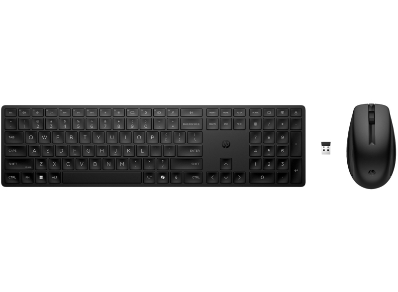 HP 655 Combo Teclado y Raton Inalambricos 2.4GHz - 24 Teclas Programables Raton Optico Multi?Superficie 4000 DPI - Teclas Silenciosas - Diseño Ergonomico - Color Negro