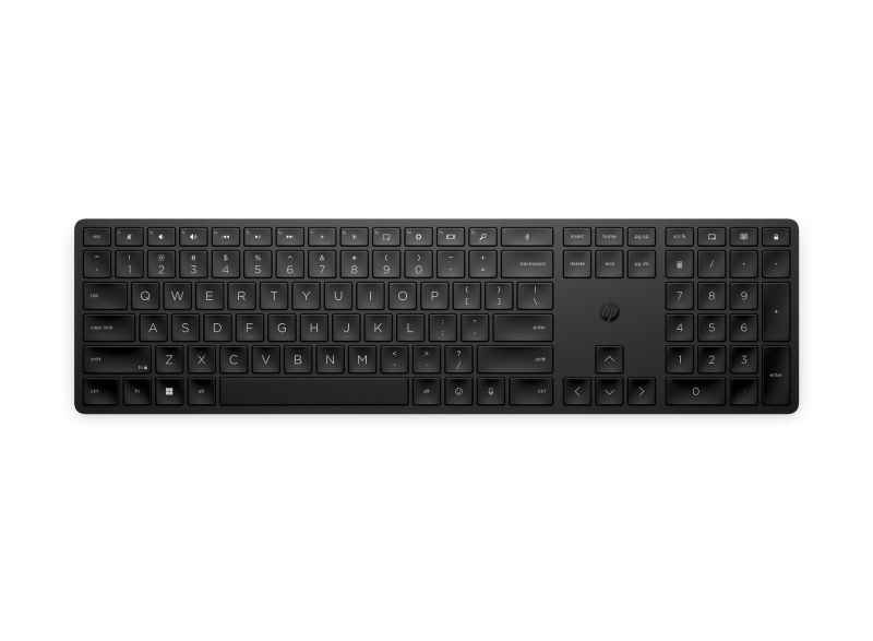 HP 455 Teclado Inalambrico Programable 2.4GHz - Mas de 20 Teclas Programables - Teclas Contorneadas con Recorrido 2 mm - Patas Ajustables - Bateria hasta 20 Meses - Color Negro