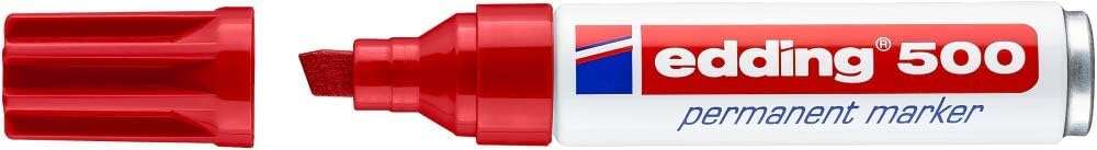 Edding 500 Rotulador Permanente - Punta Biselada - Trazo entre 2 y 7 mm. - Recargable - Secado Instantaneo - Color Rojo