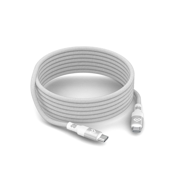 Energy Sistem Magnet Roll Cable USB-C 2.0 - Hasta 60W y 480Mbps - Compatible con PowerDelivery - Recubierto con PVC y Algodon - 1.5 Metros - Color Blanco
