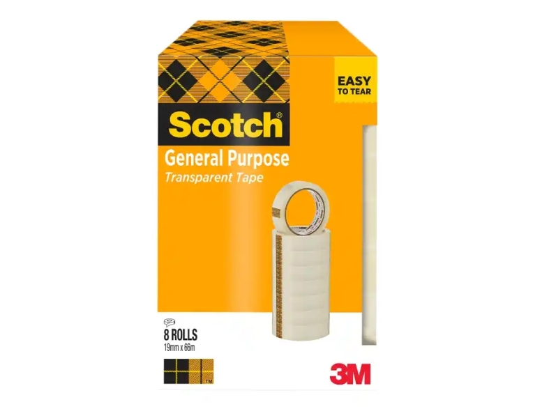 Scotch 508 Pack de 8 Cintas Adhesivas 19mm x 66m - Transparente Scotch 508 Pack de 8 Cintas Adhesivas 19mm x 66m - Transparente