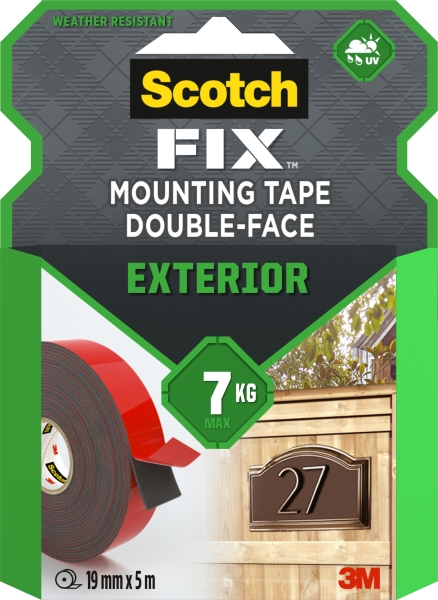 Scotch-Fix Cinta de Montaje de Doble Cara para Exteriores - 19mm x 10m - Color Negro Scotch-Fix Cinta de Montaje de Doble Cara para Exteriores - 19mm x 10m - Color Negro