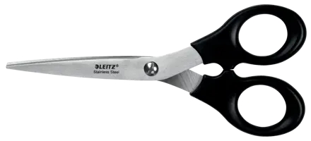 Leitz Tijeras de Acero Inoxidable 16.5cm - Ideales para Casa, Colegio, Oficina - Color Negro