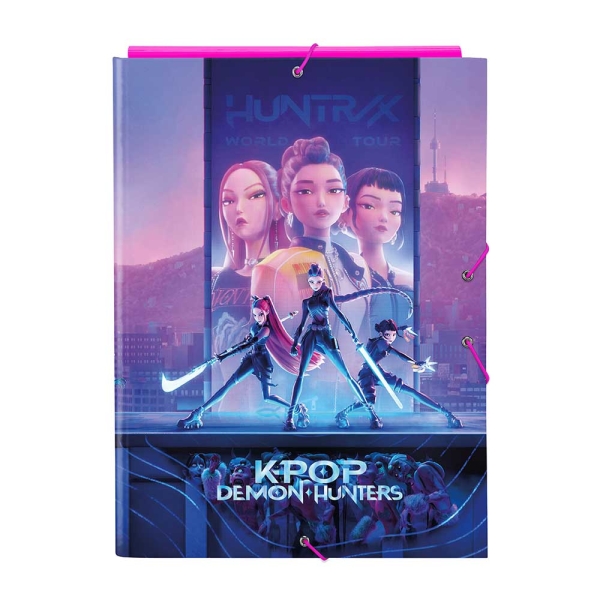 Safta K-Pop Demon Hunters Carpeta de 3 Solapas - Formato Folio - Cierre con Gomas Elasticas - Tapas Duras Forradas - 26x33.5x2.5cm - Multicolor Safta K-Pop Demon Hunters Carpeta de 3 Solapas - Formato Folio - Cierre con Gomas Elasticas - Tapas Duras Forradas - 26x33.5x2.5cm - Multicolor