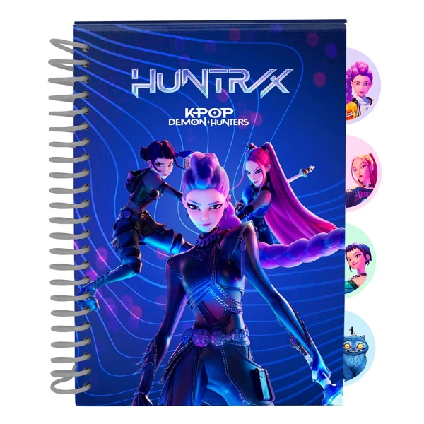Safta K-Pop Demon Hunters Bloc de Notas - Formato A5 - 80 Hojas de 80 g/m2 - Espiral - Tapas Duras - 4 Separadores Interiores - 14.8x2.1cm - Color Azul Marino Safta K-Pop Demon Hunters Bloc de Notas - Formato A5 - 80 Hojas de 80 g/m2 - Espiral - Tapas Duras - 4 Separadores Interiores - 14.8x2.1cm - Color Azul Marino