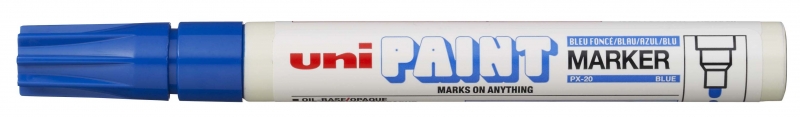 Uni-ball PX-20 Marcador de Pintura - Punta Acrilica de Bala 2.2-2.8mm - Permanente en Todas las Superficies - Resistente a Luz y Agua - Soporta Hasta 250ºC - Color Azul