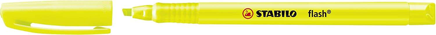 Stabilo Flash Marcador Fluorescente - Tamaño Bolsillo - Trazo de 1 y 3.5mm - Tinta con Base de Agua - Color Amarillo