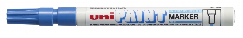 Uni-ball PX-21 Paint Marker - Marcador de Pintura - Punta Acrilica de Bala 0.8-1.2mm - Permanente en Todas las Superficies - Resistente a Luz y Agua - Cuerpo de Aluminio - Color Azul Claro